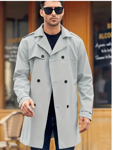 Men's Double-breasted Long-sleeved Lapel Cooked Coat