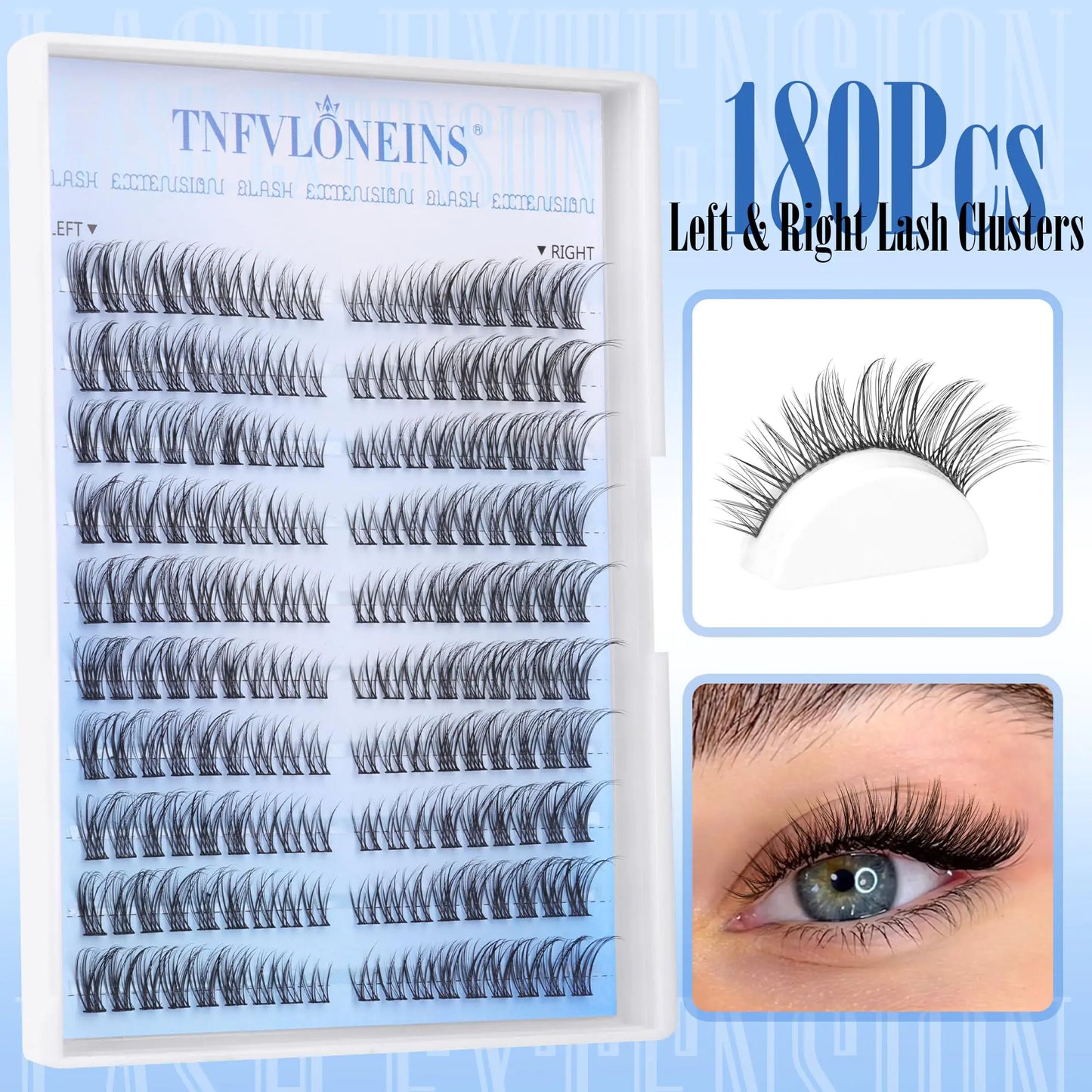 Natural Lash Clusters Wispy Cluster Eyelash Extensions Left&Right Cluster Lashes C Curl Individual Lashes Extension DIY Natural Eye Lash Clusters by TNFVLONEINS Left&Right Lash Clusters