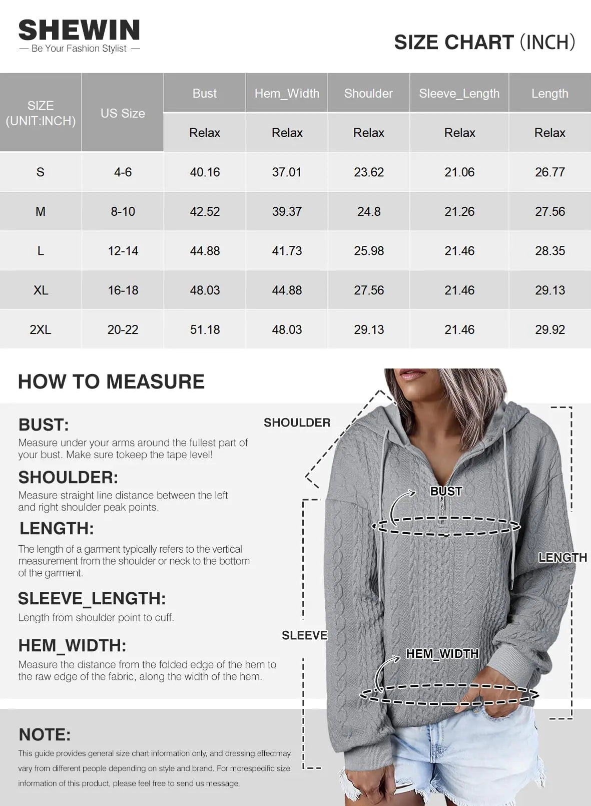 SHEWIN Women's Quarter Zip Hoodies Oversized Sweatshirt Long Sleeve Lightweight Pullover Tops Large White