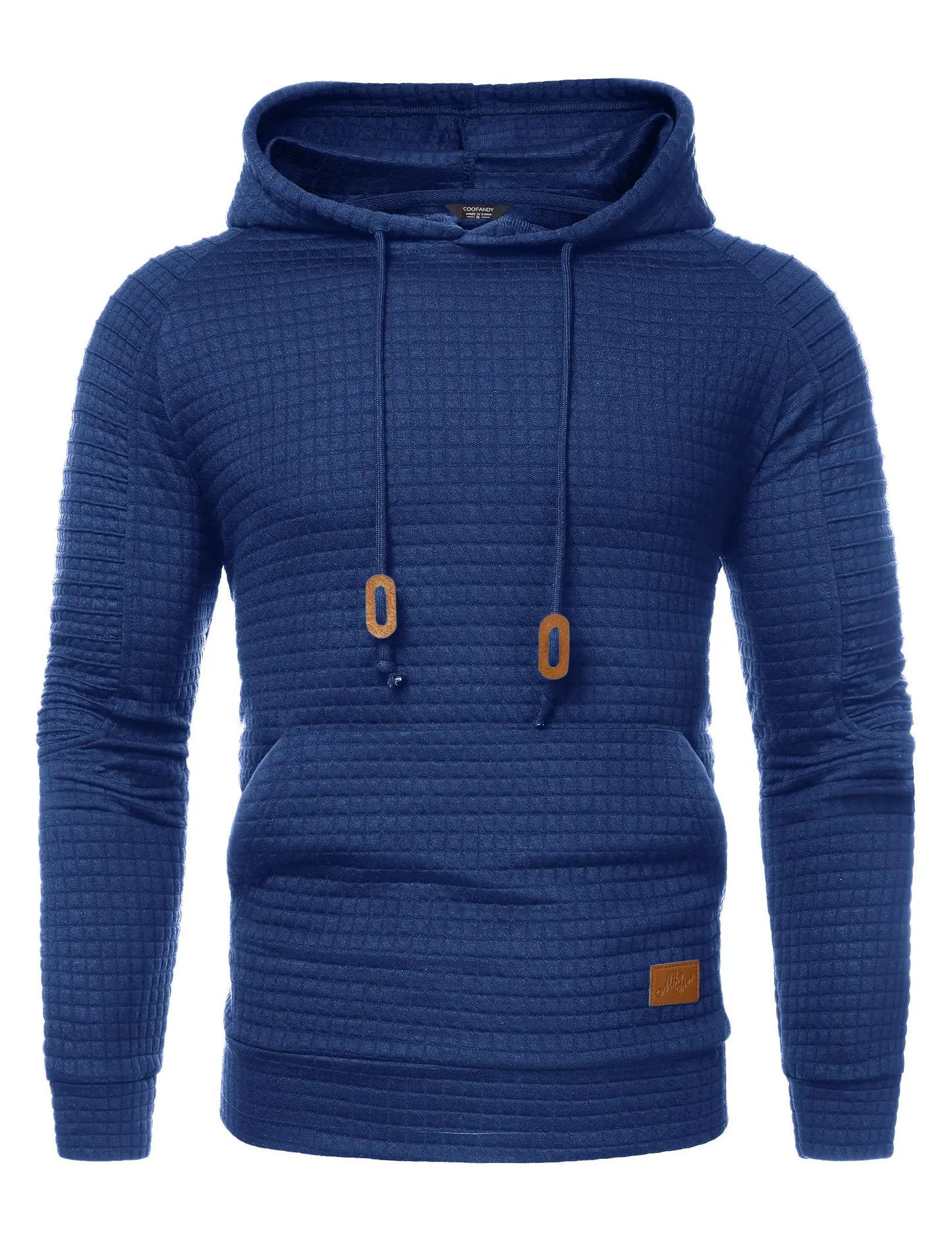 COOFANDY Mens Hoodies Pullover Casaul Long Sleeve Drawstring Waffle Knit Hooded Sweatshirt with Kanga Pocket XX-Large Royal Blue