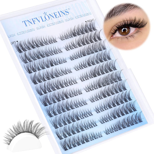 Natural Lash Clusters Wispy Cluster Eyelash Extensions Left&Right Cluster Lashes C Curl Individual Lashes Extension DIY Natural Eye Lash Clusters by TNFVLONEINS Left&Right Lash Clusters