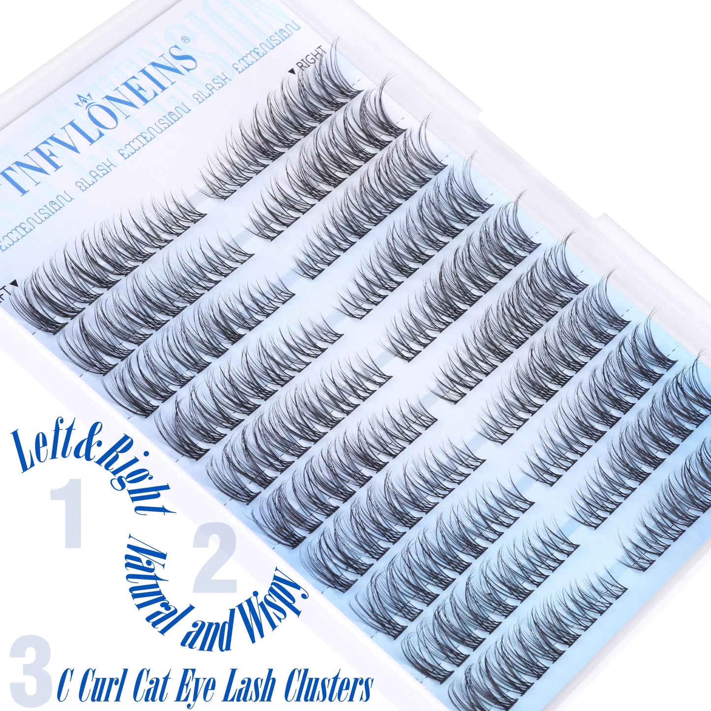 Natural Lash Clusters Wispy Cluster Eyelash Extensions Left&Right Cluster Lashes C Curl Individual Lashes Extension DIY Natural Eye Lash Clusters by TNFVLONEINS Left&Right Lash Clusters