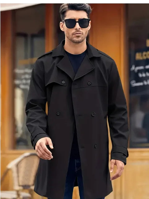 Men's Double-breasted Long-sleeved Lapel Cooked Coat